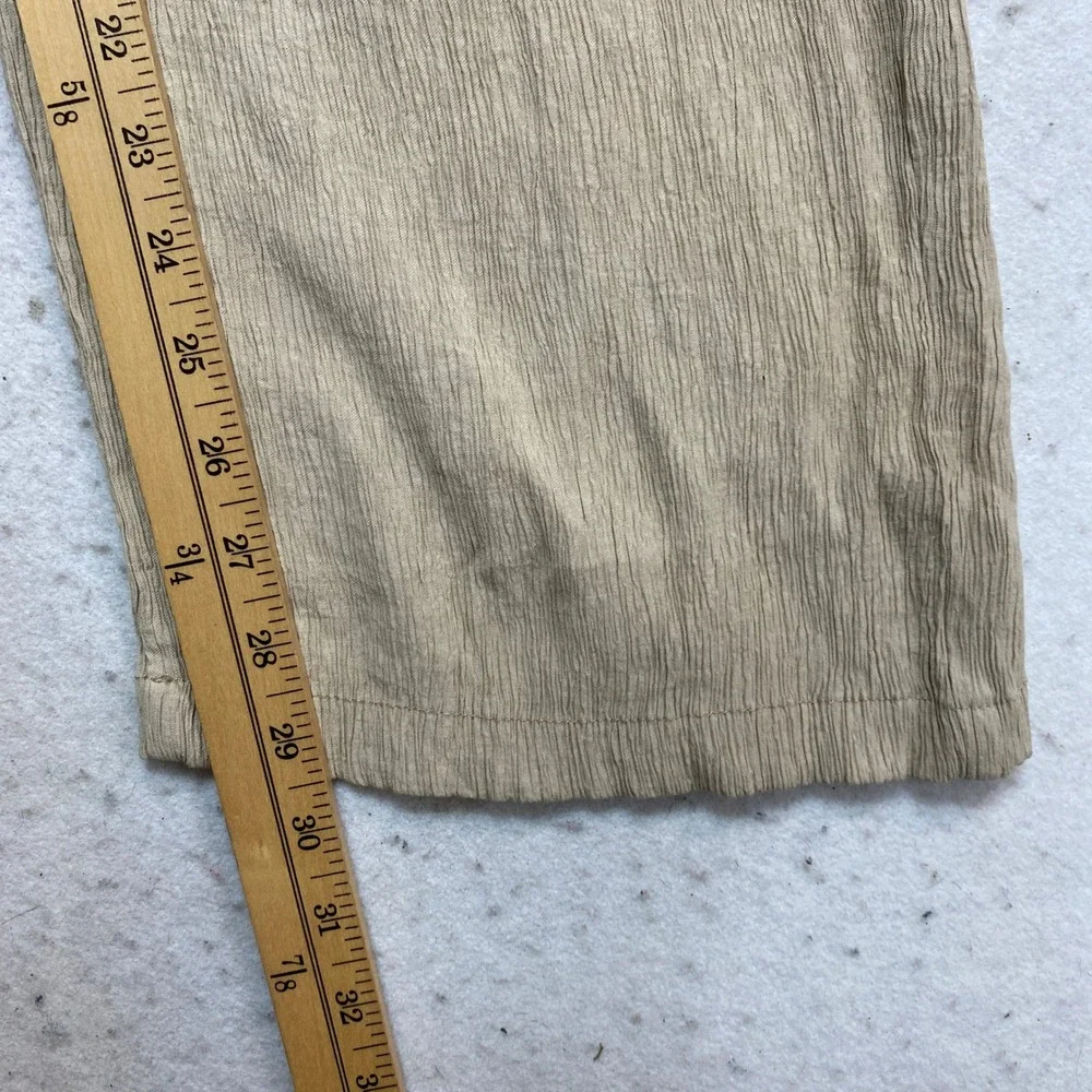 Zara Pants Womens Medium Tan Textured Drawstring Straight Leg